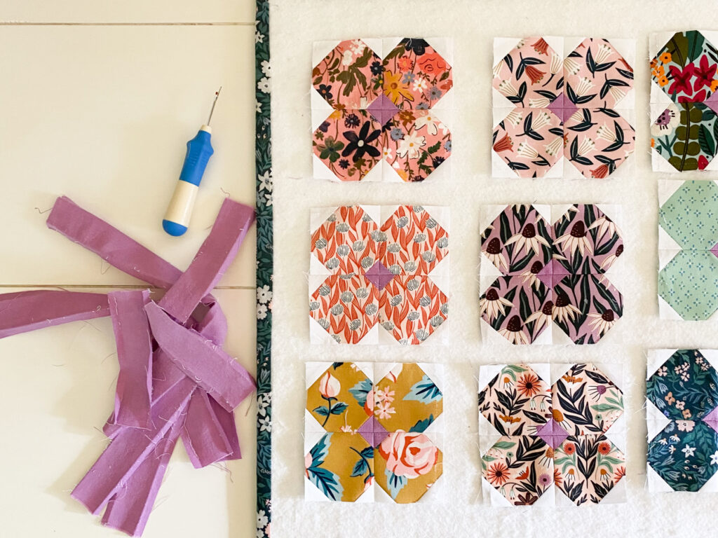 Fixing background fabric for the Blossom Pillow Pattern using a seam ripper