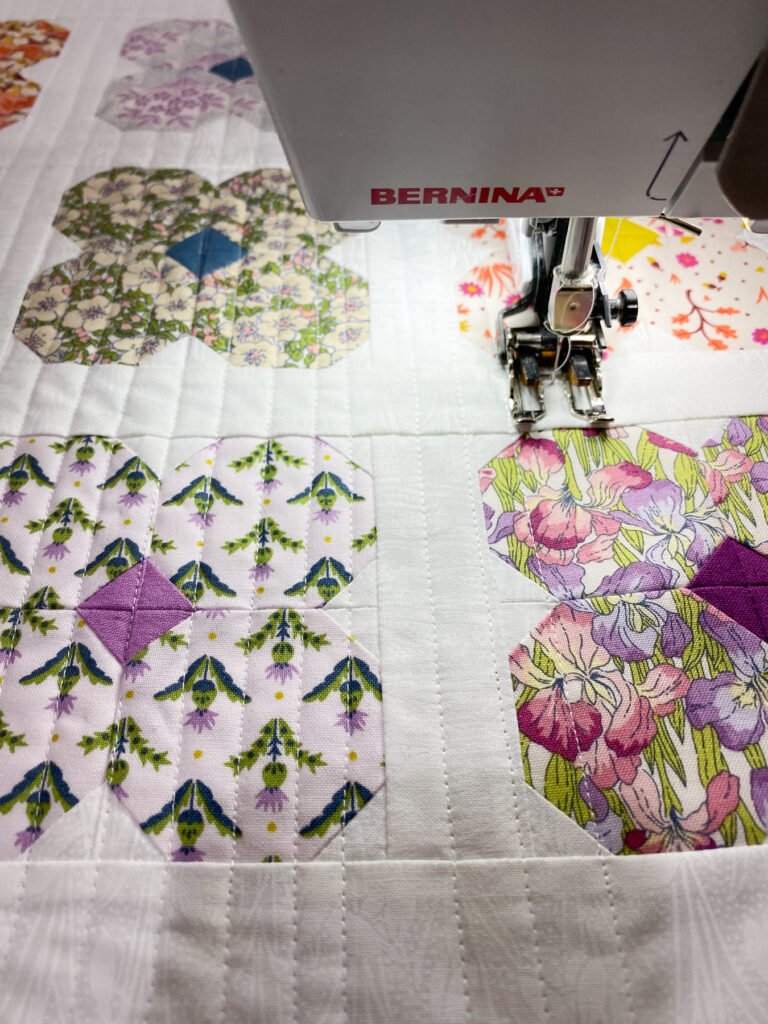Quilting Blossom Pillow made with Liberty fabrics