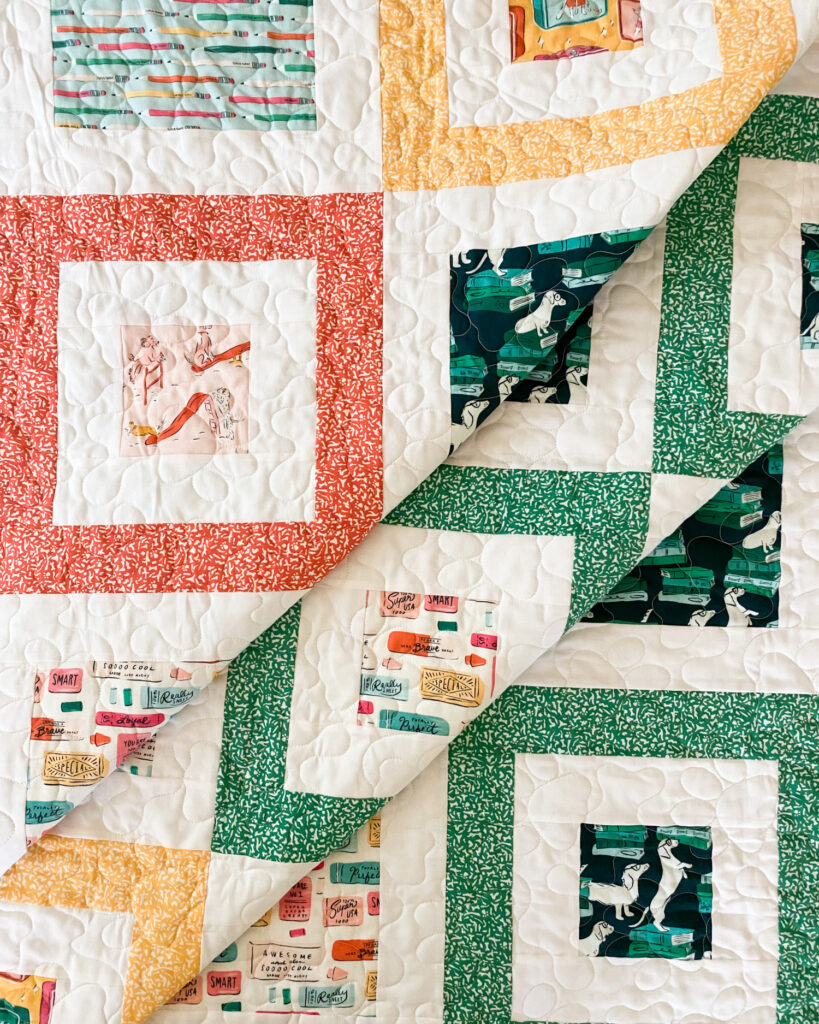 Quilt featuring Teacher's Pet fabric collection from Cloud9.