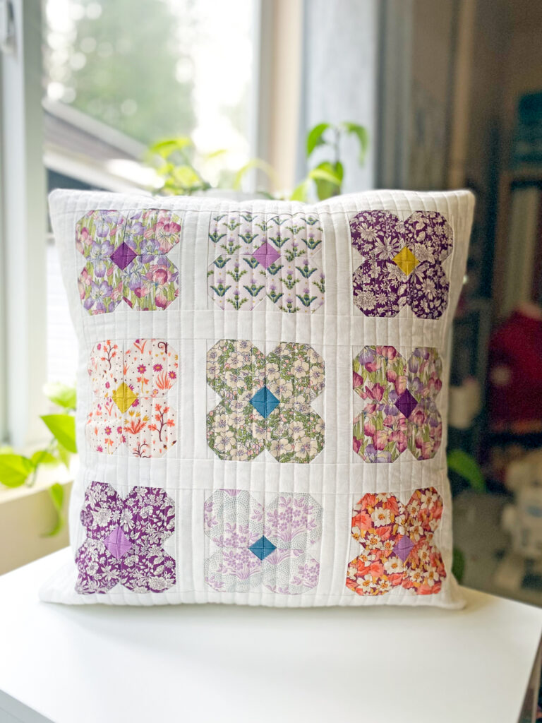 Blossom Pillow – modern floral quilted pillow pattern by Jen Waite