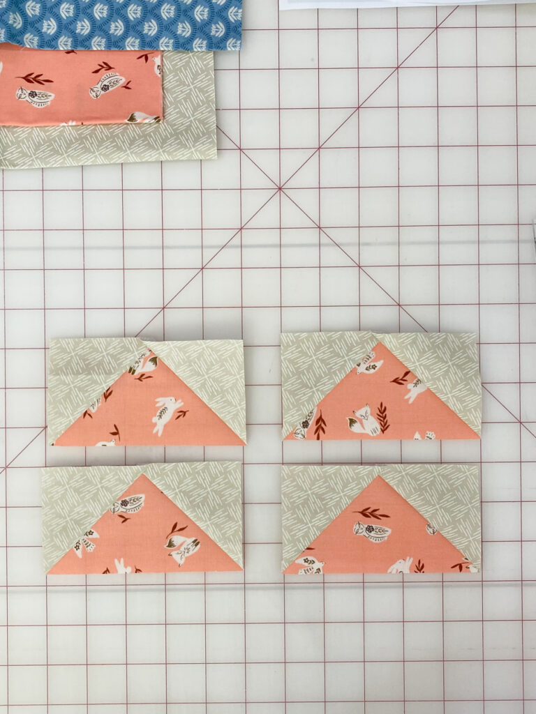 Trimmed flying geese units in Sunday Best quilt block
