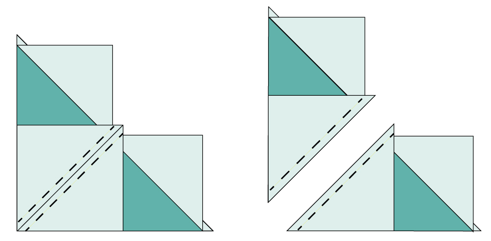Flying Geese units with third small square pinned on