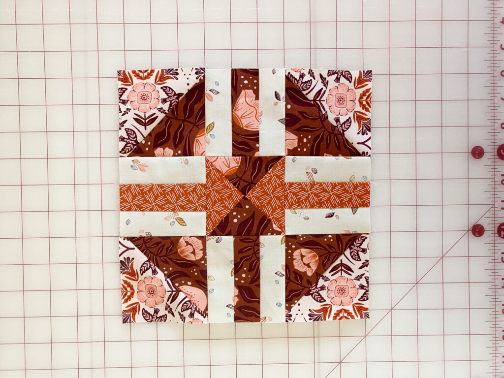 Moda Blockheads quilt blocks – Crossroads block finished in Folk & Lore by Moda