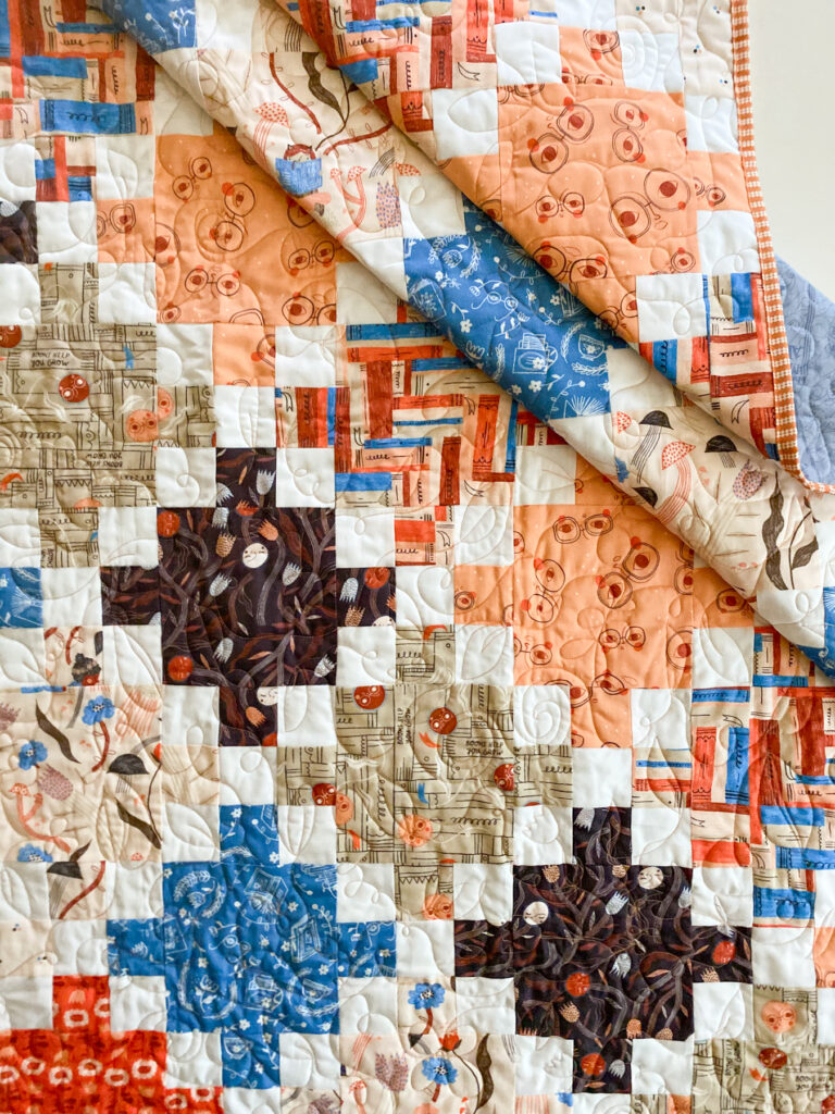 Irish Chain Quilt Pattern, Patches and Squares by Tangled Threads by Jen featuring Book Club by Cloud9 fabrics