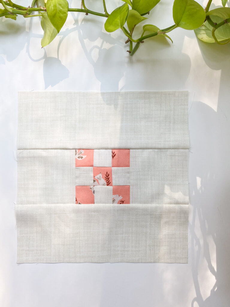 Moda Blockheads 6 Block 17 Ninth Wonder quilt block with Grasscloth Cotton background