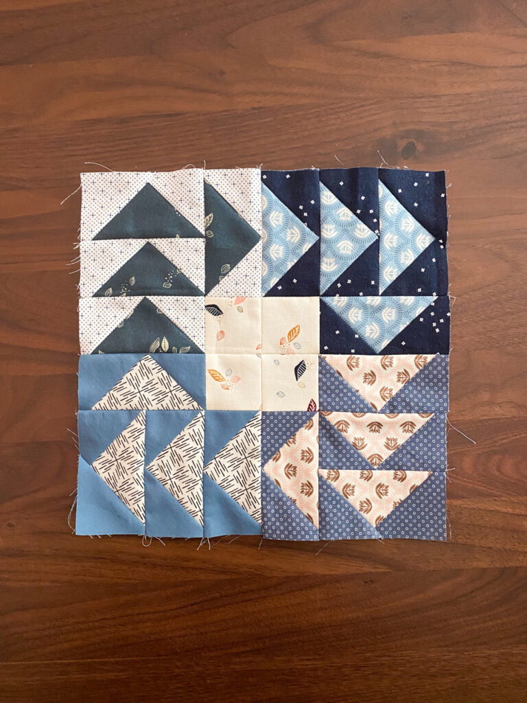 Moda Blockheads 6 Block 16 Cloud Nine flying geese quilt block