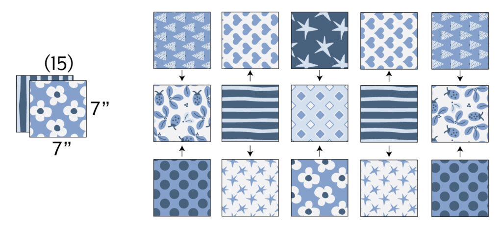 Illustration showing sewing bag exterior panels together in HUGS Bag tutorial