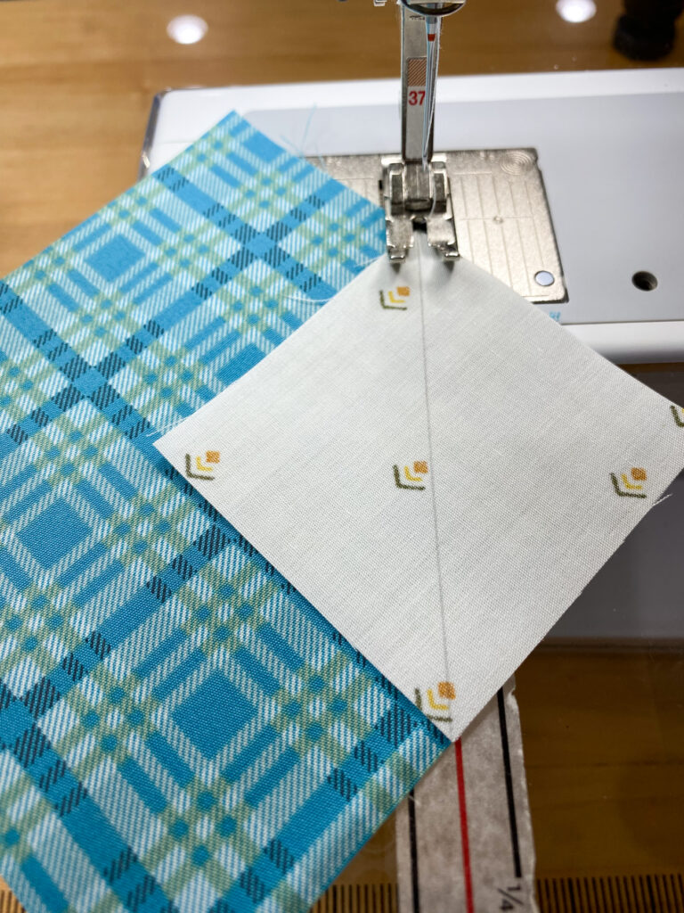 stitch and flip quilting method for block corners