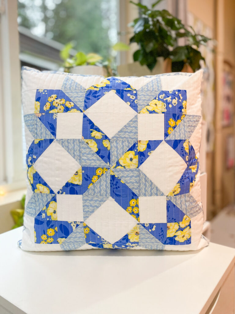 Carpenter Star Pillow made with A Year in Petals by Bonnie Christine